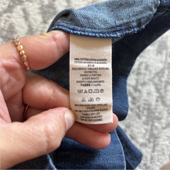 Free People Brittany Denim Jumpsuit Blue Tie Straps Button Casual Wide Leg Sz 2 - Picture 7 of 9